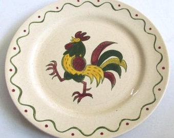 Vintage California Provincial "Poppytrail" Collectible Rooster Chop/Platter Dinner Plate  Oven Proof by Metlox Made In Japan