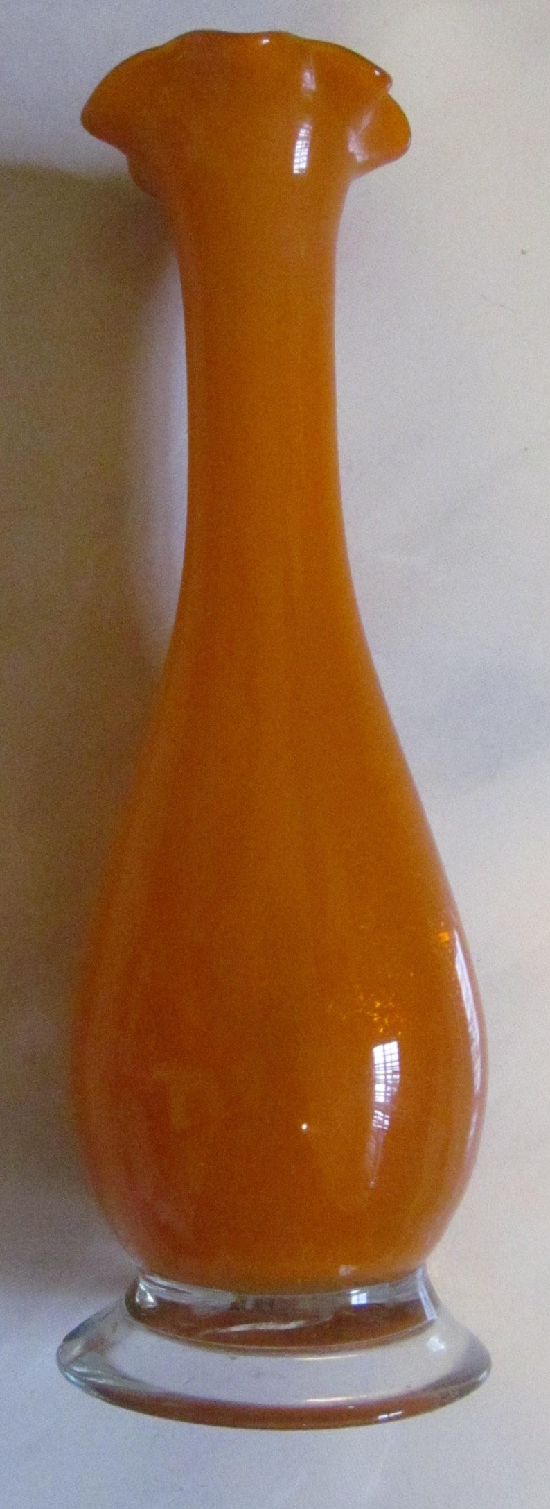 Handblown Midcentury Style Orange Color Glass With Ruffled Etsy