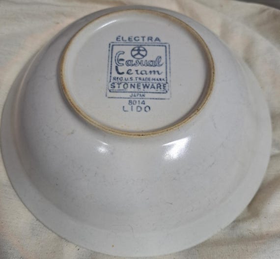 Vintage Lido Stoneware Bowl: Electra Ceram Floral Serving Dish