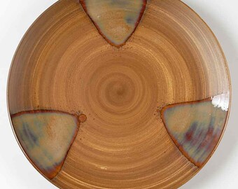 Splash Brown by SANGO Stoneware, Brown Drip Pattern Collectible Large Chop Plate 11"