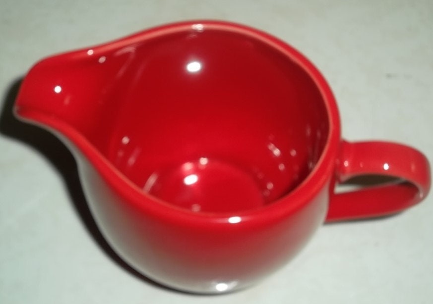 Pottery Red Color Red Color Hand Glazed Stoneware Pottery Collectible Large Creamer, Milk ...
