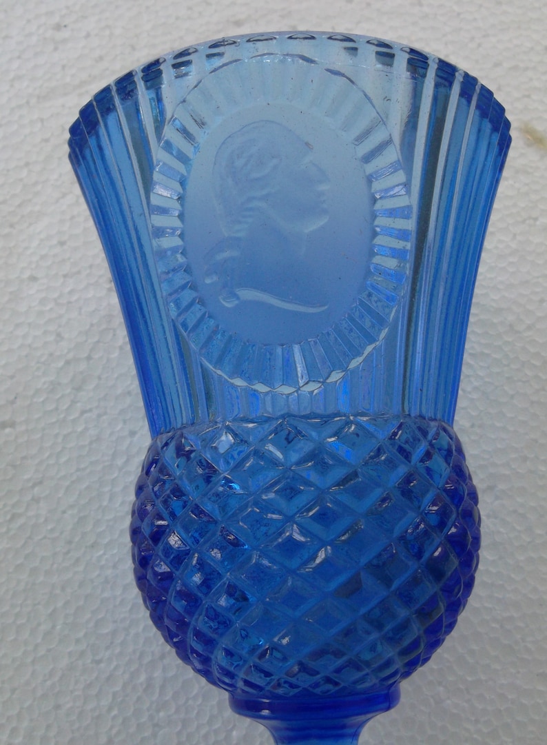 Vintage Avon Blue Color Collectible Cut Glass Wine Goblet Etsy
