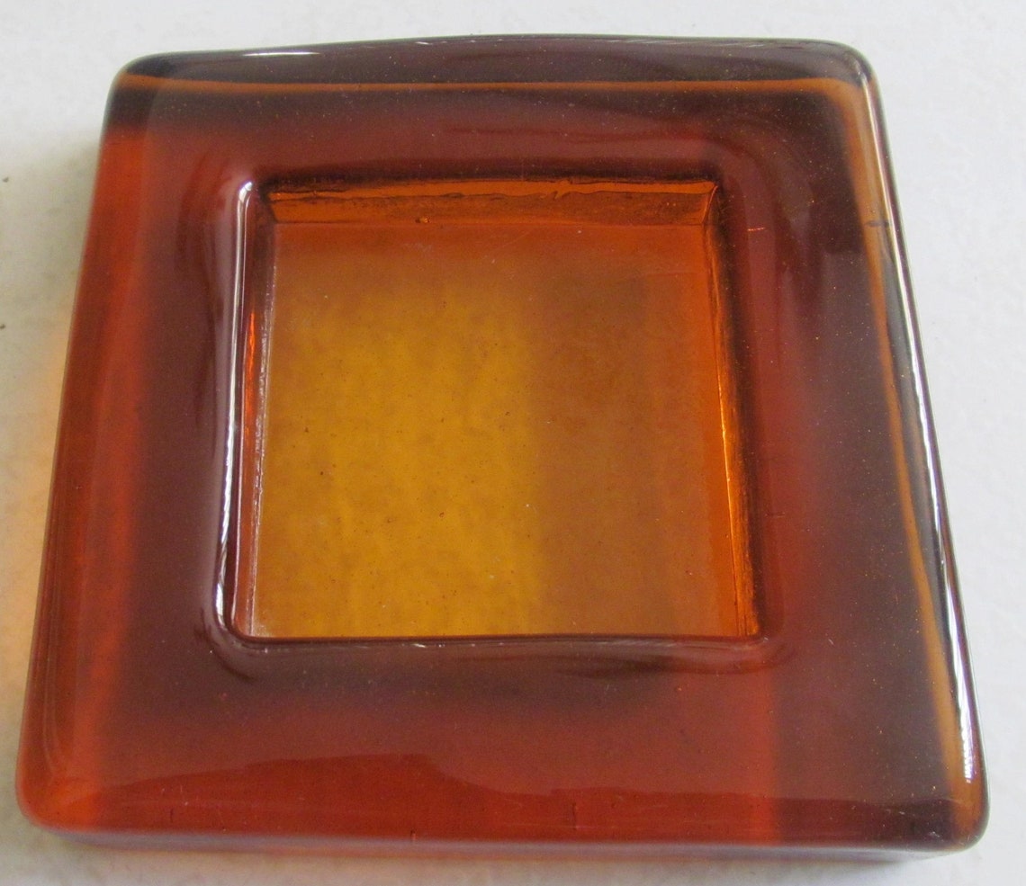 Vintage Rare Solid Blenko Glass Square Ashtray Pressed | Etsy