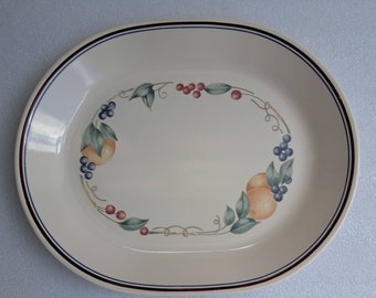 1990's Vintage Large 12" Oval Serving Platter Abundance Pattern (Corelle) by CORNING