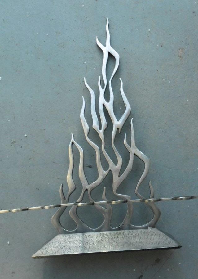 Vintage Yehiel Hadany Menorah: Modernist Brass & Steel Judaica