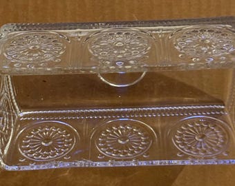 Pioneer Woman  Adeline Collection NWT   Large Pressed Clear Glass Butter Dish with Lid