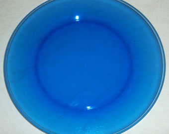 Plato llano de vidrio extragrande de 25 cm de grosor, de colección, de Anchor Hocking, color azul