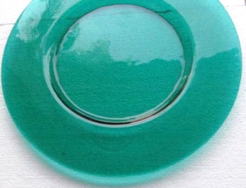 Vintage Forest Green Hand-Pressed Designed Collectible Solid Glass Dinner Plate image 4