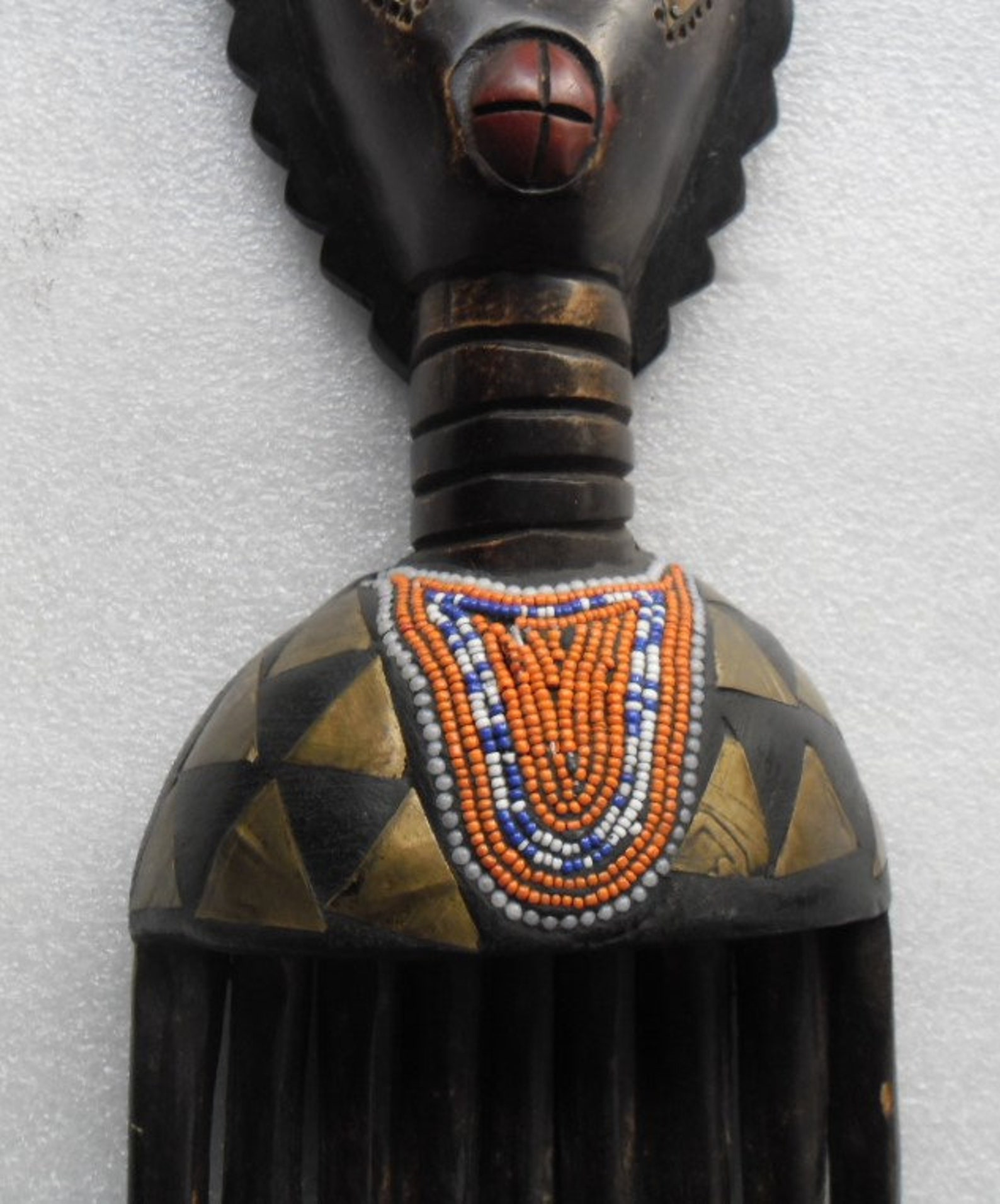 Authentic Handcrafted in Ghana African Wood Face Beaded Cowrie Etsy