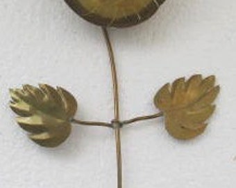 Vintage Brass Abstract Poppy Flower Collectible Wall Sculpture Figurine