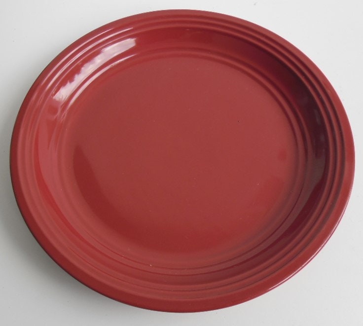 Red Salad Plate Red Ringed Gloss Finish by MAINSTAYS Collection China Stoneware