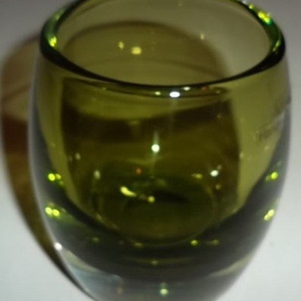 Home Accents Green Color Solaris Votive Handblown Collectible Glass Candle Holder-Made In Poland