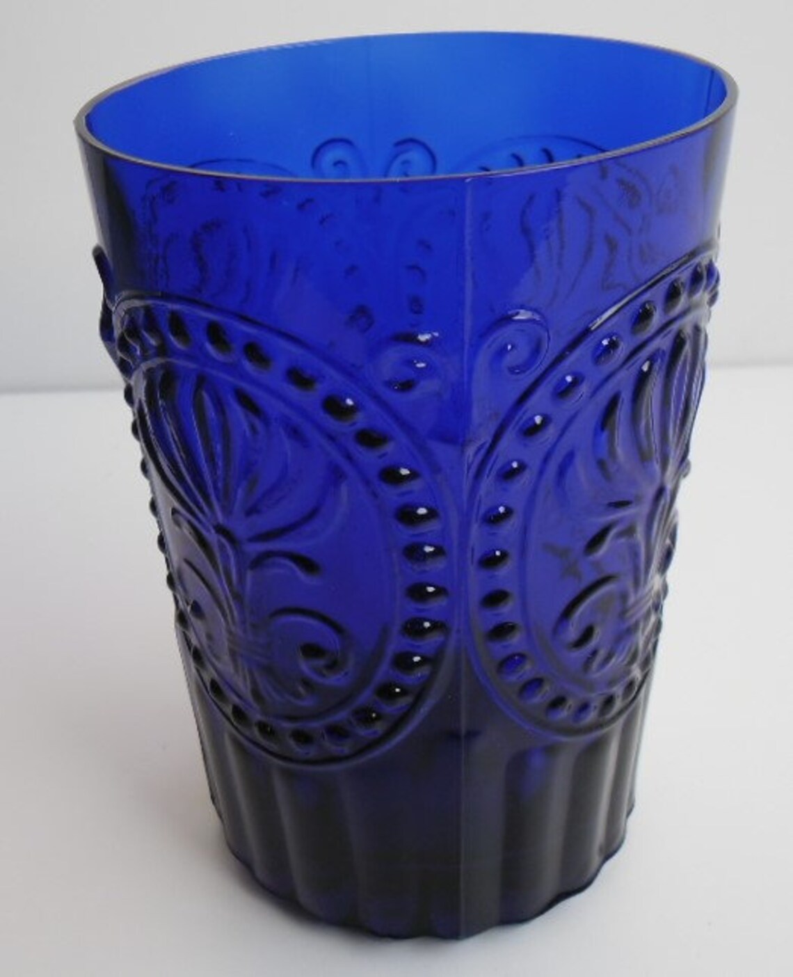 Fleurdelys Cobalt Blue Glass Flat Tumbler Pressed Glass by Etsy