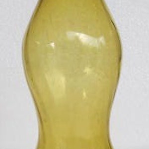 Jarrón vintage de vidrio soplado a mano con forma de Blubous, color topacio y burbujas de aire.