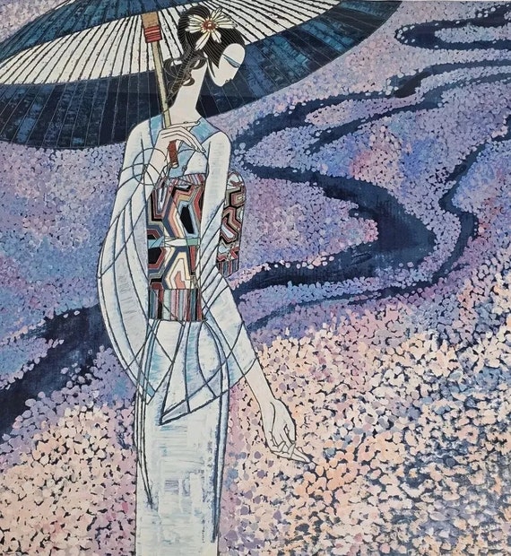 Ting Shao Kuang Cherry Blossom Serigraph: Signed Oriental Art