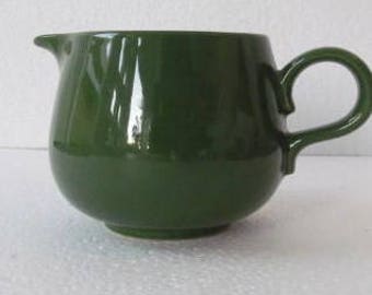 Vintage Handmade Ceramic Green Pottery Collectible Milk Jug Creamer Container Canister - Made In Japan