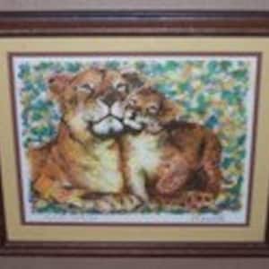 Signed Paul Ravelle Lions Lithograph: Framed Artist Proof Art Print