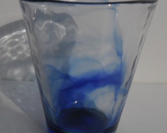 Bormioli Rocco Murano 10 oz. Cobalt Blue Beverage Glass Swirl Design Made in Spain
