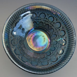 Vintage Indiana Glass Blue/Purple Carnival Iridescent Color Pressed Design Bowl/Candy Dish/Fruit Bowl