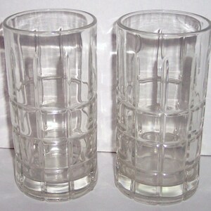 Vintage (2) Large Anchor Hocking Tartan Manchester Clear Color Glass Tumblers