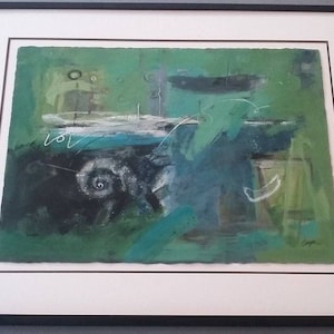 Signed Sally Cooper Spirit of the Sea Acrylic Abstract Art Painting Listed Artist image 1