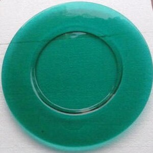 Vintage Forest Green Hand-Pressed Designed Collectible Solid Glass Dinner Plate image 2