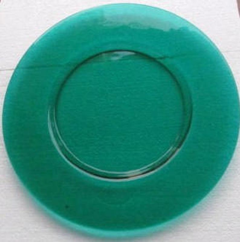 Vintage Forest Green Hand-Pressed Designed Collectible Solid Glass Dinner Plate image 2