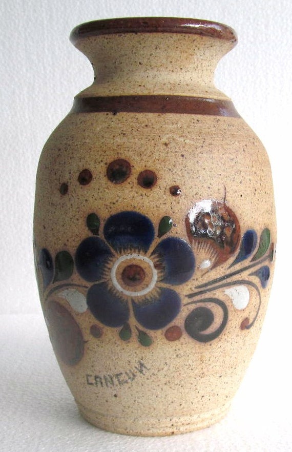 ⌘ メキシコ 壺 陶器 置物 ⌘ インテリア トナラ 花瓶 青 民芸品