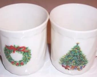 Porcelle Christmas Milk Glass Collectible Mugs Noel Salem France