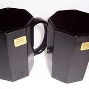 Tazas vintage de cristal negro Arcoroc Octime: diseño francés octogonal.