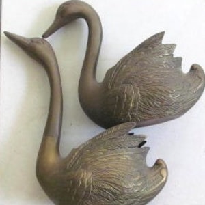 Vintage (2) Extra Large Brass SWAN Planter/Table Display- Solid Brass with Intricate Detailing  Collectible Swan Figurine- Made In Korea