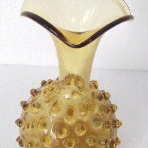 Vintage Indigo Colored Hobnail Style Pressed Collectible Glass Vase Display