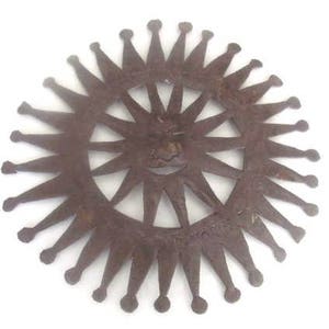Escultura original hecha a mano de metal reciclado &quot;SUN FACE&quot; Exhibición de arte haitiano de pared Haití Por Jean Pierre Bernard, cartel Jean AC, B,