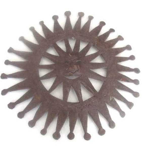 Recycled Metal Sun Face Sculpture: Haitian Art Wall Display
