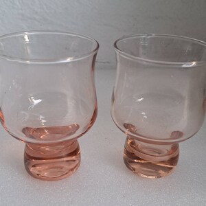 Handblown Glass (2) Round Collectible Light Pink Heavy Bottoms Collectible Whisky Cocktail Glasses