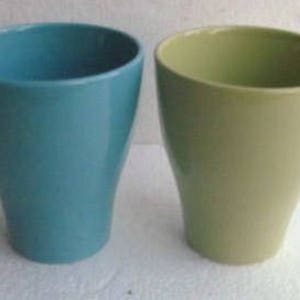 IKEA (2) FÄRGRIK Stackable Coffee Mugs in Light Blue #18961 & Light Green#21533 Color  by IKEA Made In Sweden