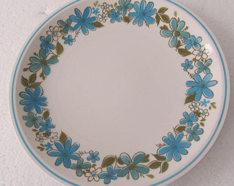Mikasa Cera Stone Dinner Plate: GIGI Blue Flowers, Made in Japan