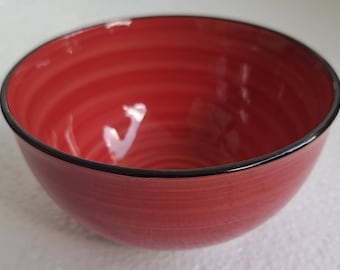 Gibson Home Dark Red Color Swirl Designs, Handpainted Collection  Collectible Small Cereal Bowl 5"
