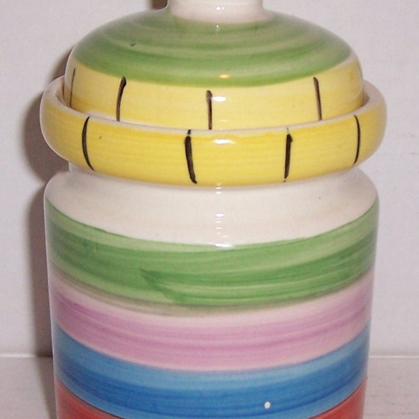 Hand Painted Swirl Design Mult-Colored Ceramic Container by House Wares Int'nal