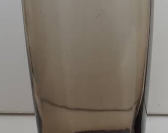 Bicchiere da collezione vintage Libbey Carrington Square Rocks in vetro fumé marrone