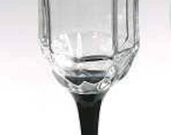 Vintage 1980's Fluted Champagne Glass 8 5/8" In Octime Black by Arcoroc  Made In France