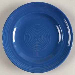 Salad Plate Concentrix Navy Blue (Marine) by LYNNS CHINA 7 7/8&quot; Looks Like Homer Laughlin