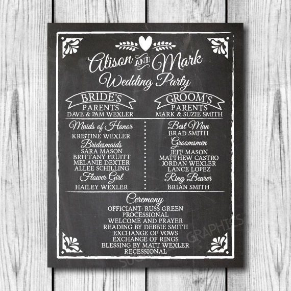 Wedding Program Sign Wedding Decor Printable Wedding Program Etsy