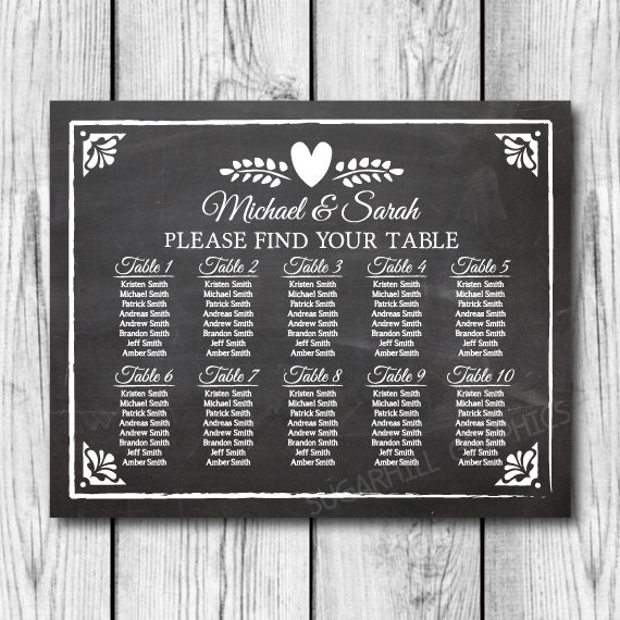 Chalkboard Wedding Seating Chart