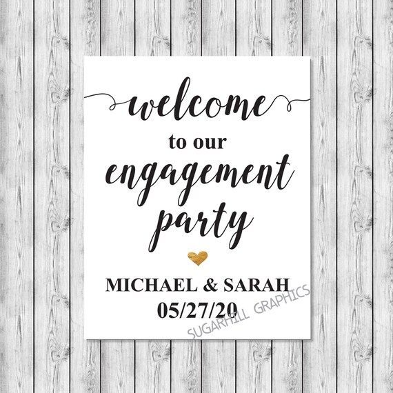 Welcome Engagement Party Sign Gold Printable Welcome Etsy