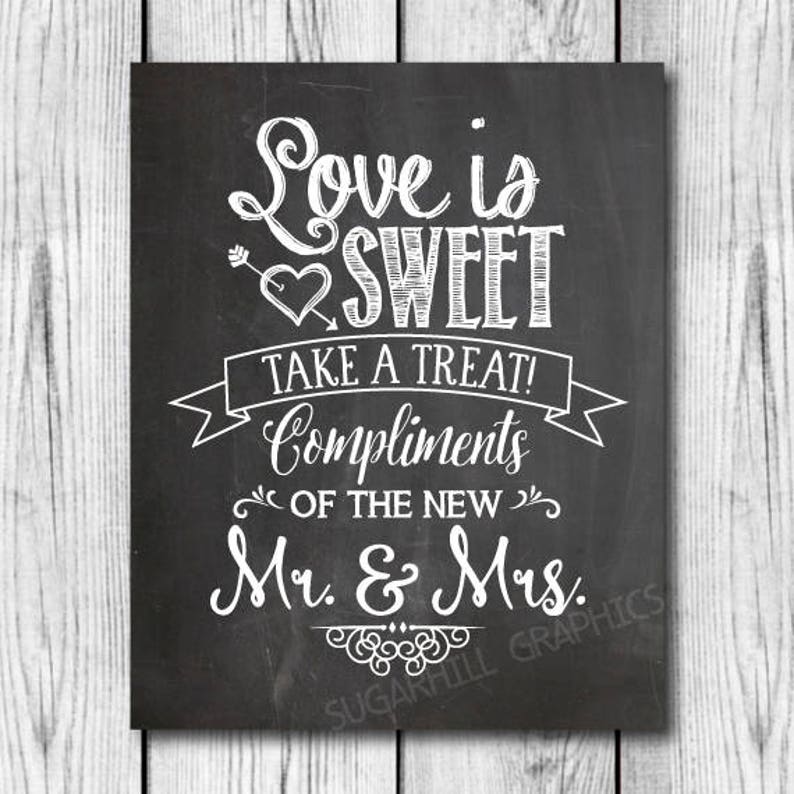 Chalkboard Wedding Sign Printable Wedding Sign Wedding Decor Wedding Signage Chalkboard Wedding Love Is Sweet Sign Instant Download