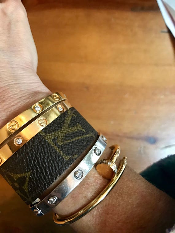 Authentic unisex Louis Vuitton repurposed plain cuff bracelet. | Etsy