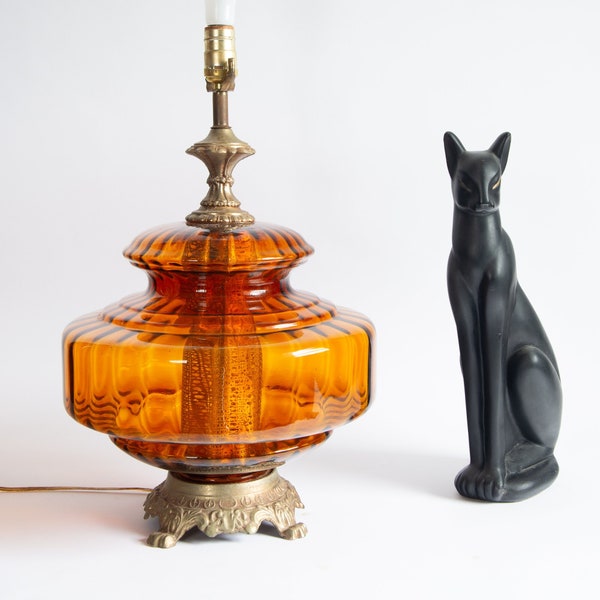 Vintage MOD Orange Table Lamp | MOD Orange Glass Lamp | MOD Lighting Lamp | Mid Century Table Lamp | Orange Glass Lamp | Retro Lamp Orange