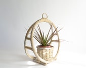 Vintage Circle Rattan Wicker Plant Hanger Hanging Planter White Circle Boho Planter Boho Wicker Boho Home Decor