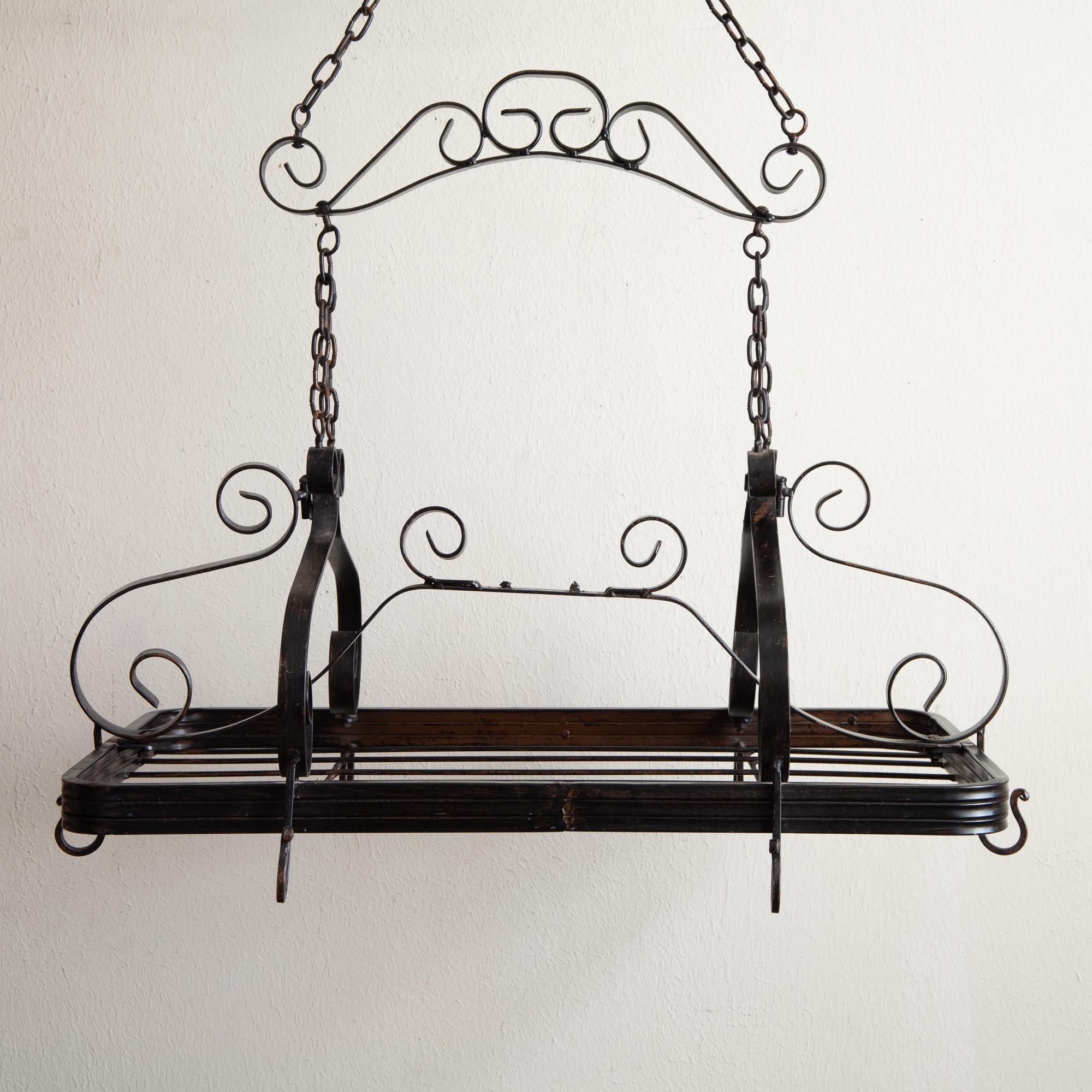 Wrought Iron Hanging Pot Rack: Pot Pan Kitchen Storage - Etsy